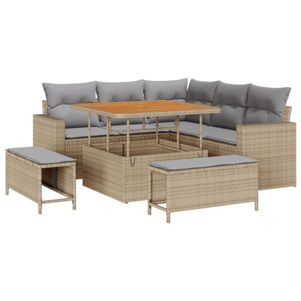 Trädgårdsoffset 8 pcs Beige konstrotting