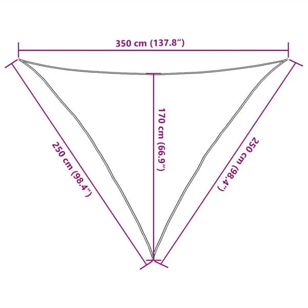 Solsegel 160 g/m² triangulär gul 2,5x2,5x3,5 m HDPE
