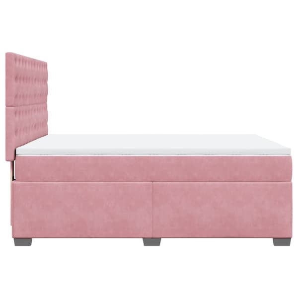 Ramsäng med madrass rosa 160x200 cm sammet
