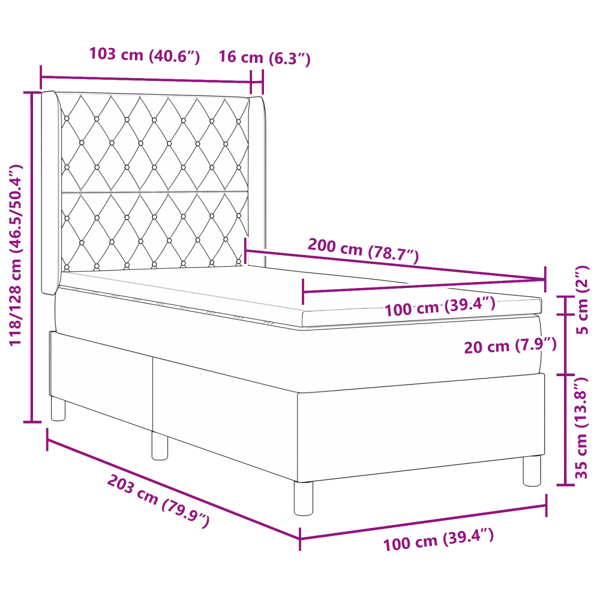 Bäddfjäder med madrass Ljusgrå 100 x 200 cm Sammet