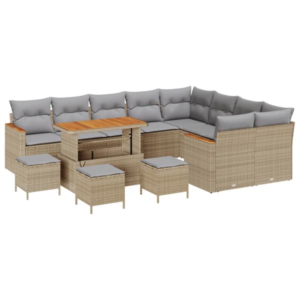 Trädgårdsoffset 13 pcs Beige konstrotting
