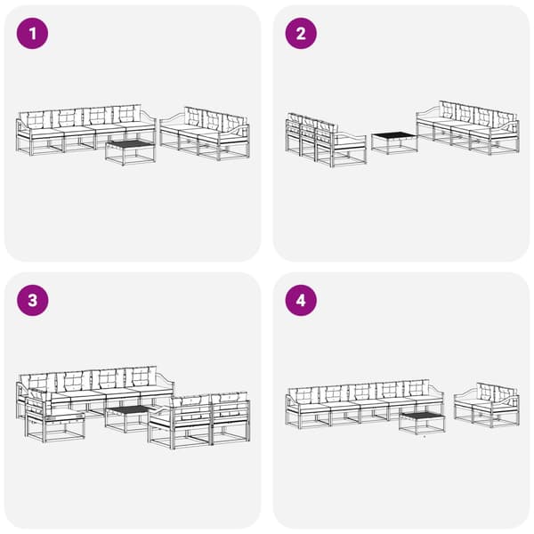 Utomhussoffset med kudde 7 pcs Vit och Beige