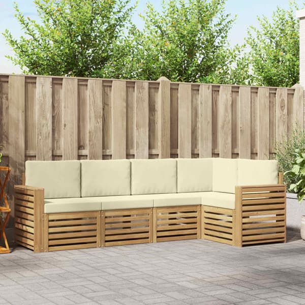 Utomhussoffset 5 pcs Vit och grädde 251 x 132,5 x 73 cm