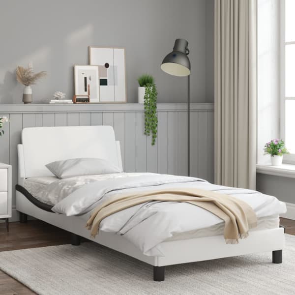 Bed Frame "Dover" White&Black 80x200 cm Faux Leather