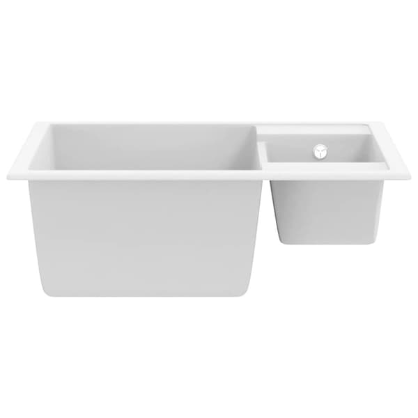 Diskho med bräddavlopp dubbla hoar vit granit