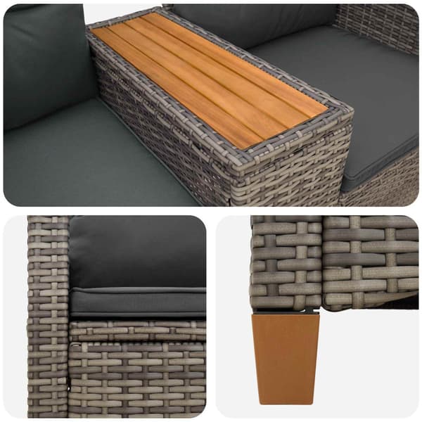 Reclining Bench with Table Grå och mörkgrå 126 x 65 x 112 cm