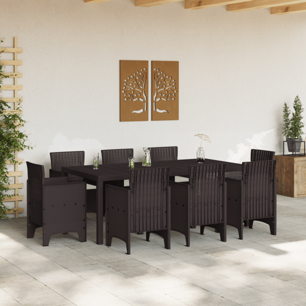 Trädgårdsmöbelset 9 pcs Brun Polypropylen