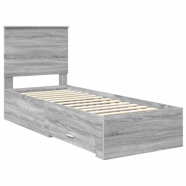 Sängram Grå Sonoma och Silver 70 x 190 cm Konstruerat trä