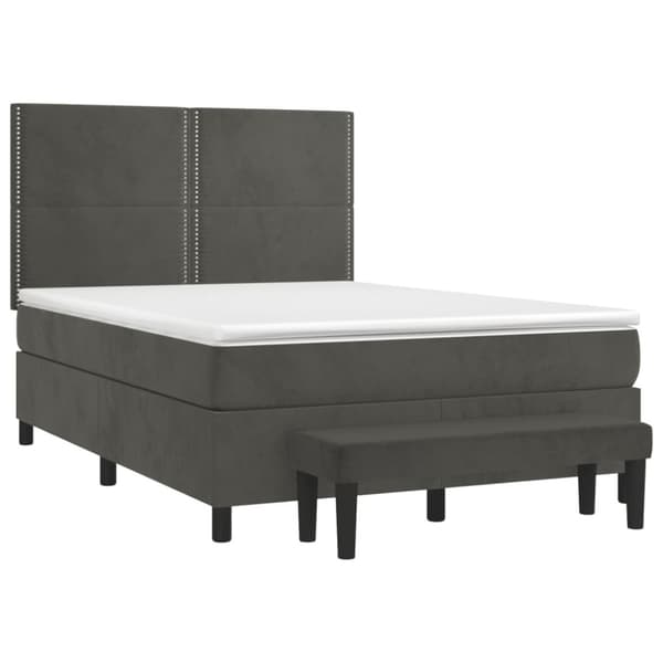 Ramsäng med madrass mörkgrå 140x190 cm sammet