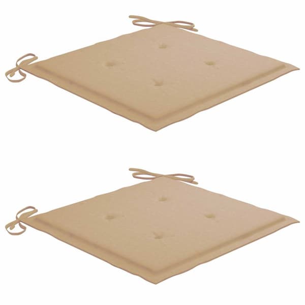 Trädgårdsstolar med beige dynor 2 st massiv teak