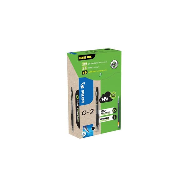 Gelpenna PILOT G2 Plus svart 12+12/fp