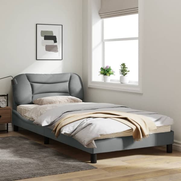 Bed Frame without Mattress "Hvar" Light Grey 100x200 cm Fabric