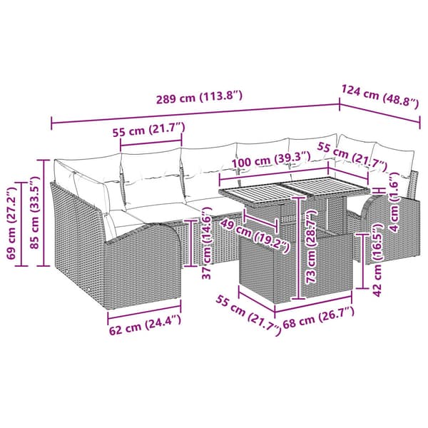 Trädgårdsoffset med kudde 8 pcs beige och gräddvit