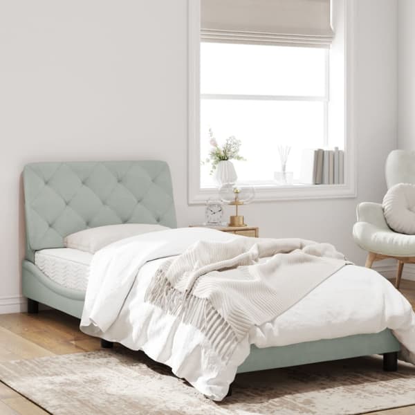 Bed Frame without Mattress Light Grey 90x200 cm Velvet