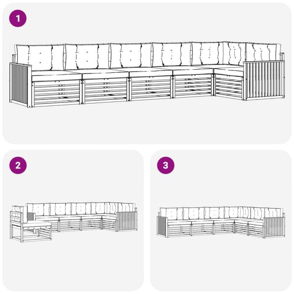 Utomhussoffset 6 pcs Vit och grädde 406 x 168,5 x 73 cm