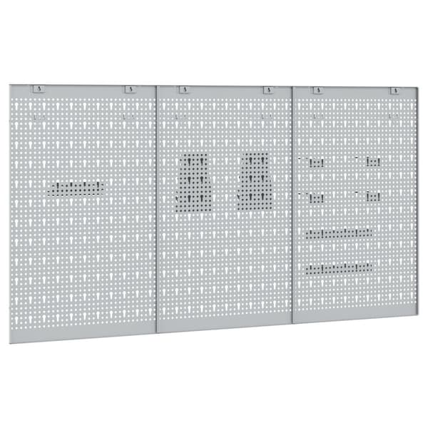 Verktygsväggpanel 3 pcs Grå 150 x 1 x 80 cm