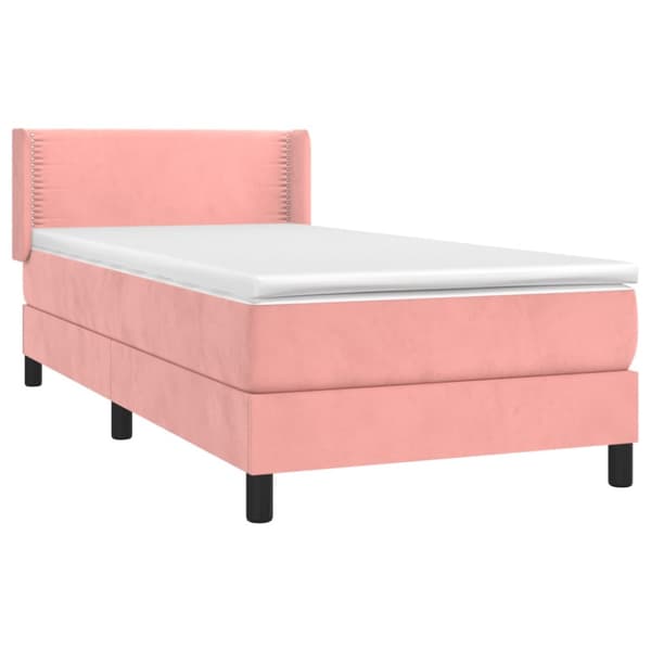 Ramsäng med madrass rosa 100x200 cm sammet