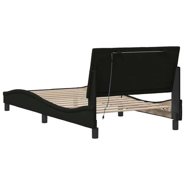 Bed Frame without Mattress "Hanko" Black 100x200cm Fabric