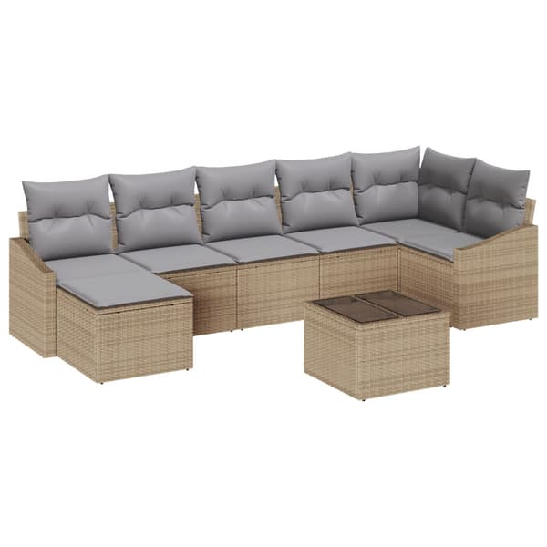 Soffset med kudde 8 pcs Beige konstrotting