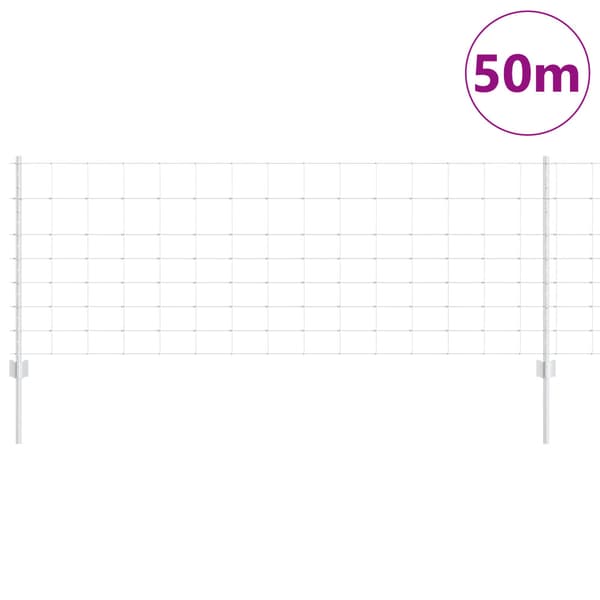 Stängsel med stolpe Silver 0,8 x 50 m Stål