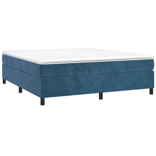 Boxspring-sängram mörkblå 160x200 cm sammet