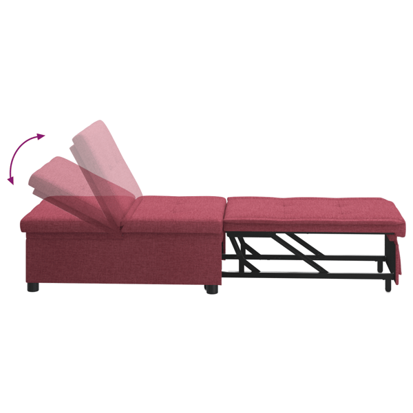 Pull Out Sofa Bed Vinröd 194 x 50 x 82 cm tyg