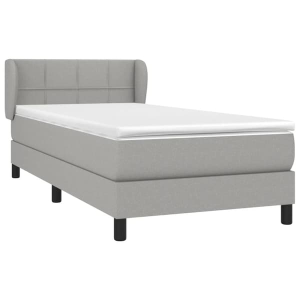 Ramsäng med madrass ljusgrå 100x200 cm tyg
