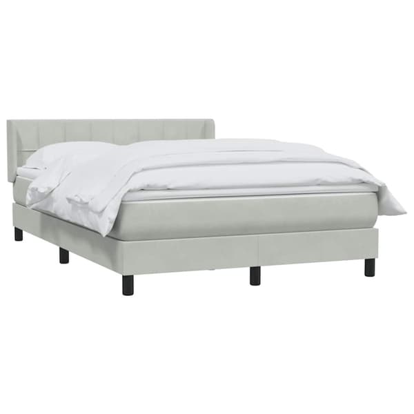 Ramsäng med madrass ljusgrå 160x210 cm sammet