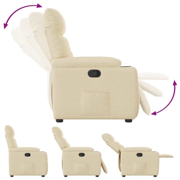 Reclinerfåtölj gräddvit tyg