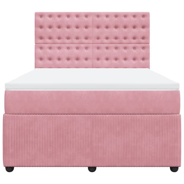 Ramsäng med madrass rosa 140x190 cm sammet