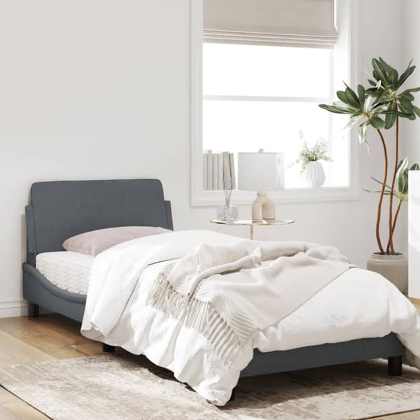 Bed Frame "Dover" Dark Grey 90x200 cm Velvet