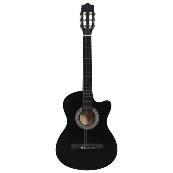Gitarr 12 delar med 6 strängar western svart 38"