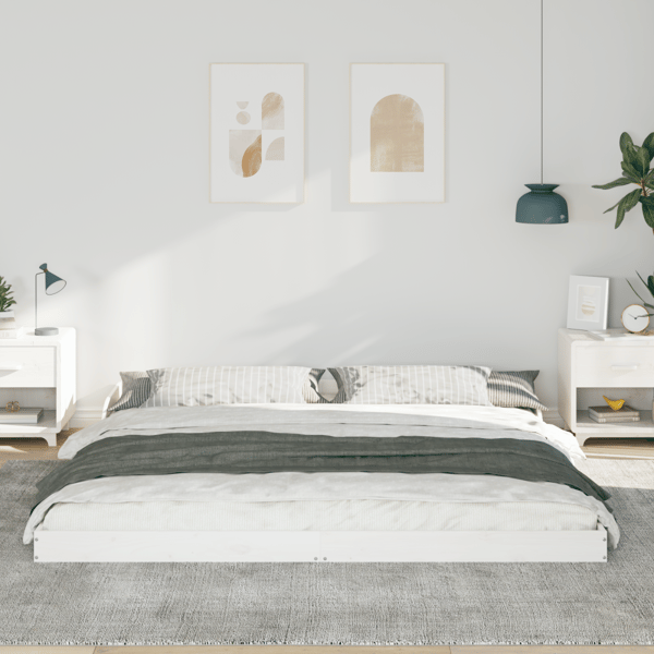Sängram Vit 180 x 210 cm Massiv furu