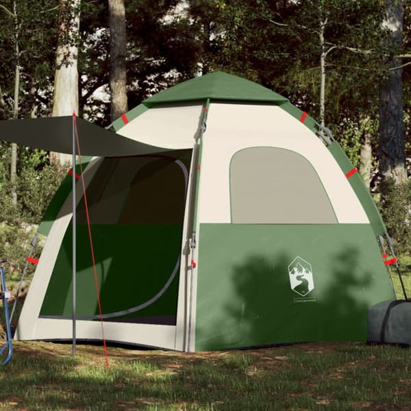 Campingtält 4 personer grön snabbrest