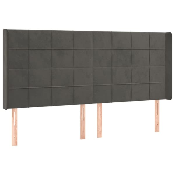 Ramsäng med madrass & LED mörkgrå 200x200 cm sammet