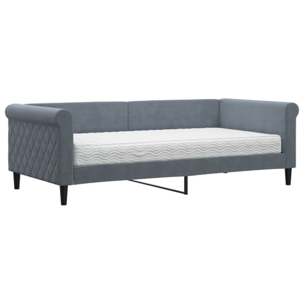 Dagbädd med madrass mörkgrå 90x190 cm sammet