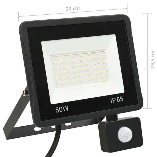 Strålkastare med sensor 50 W LED kallvit
