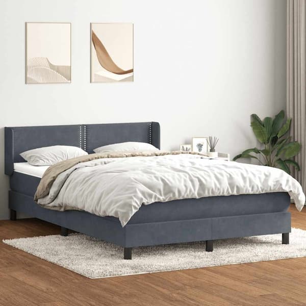 Ramsäng med madrass mörkgrå 160x210 cm sammet