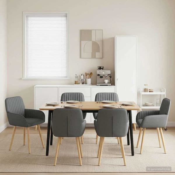 Matstolar 6 pcs Tyg Mörkgrå 56,5 x 50 x 87,5 cm