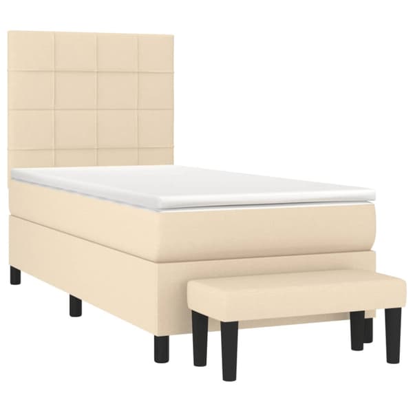 Ramsäng med madrass gräddvit 90x200 cm tyg