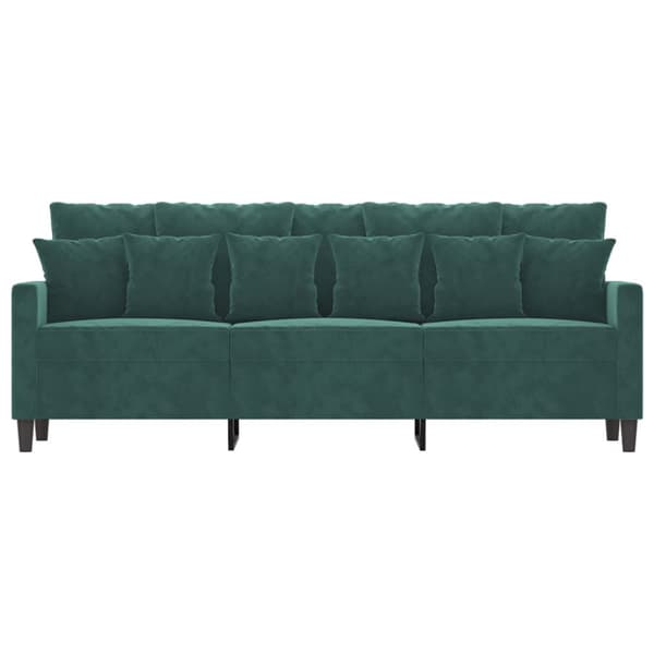 3-sitssoffa mörkgrön 180 cm sammet