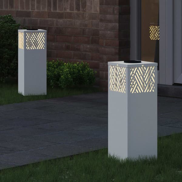 Solar LED Stig Ljus 2 pcs Vit Kallvalsat stål