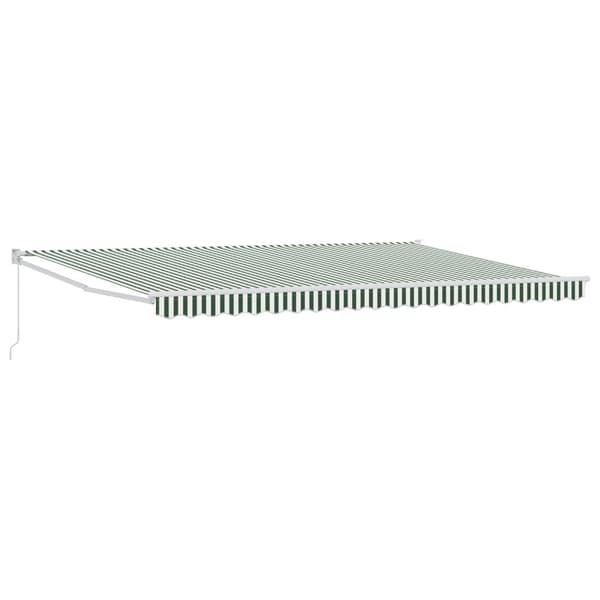 Utfällbar markis Grön och Vit 500 × 300 cm