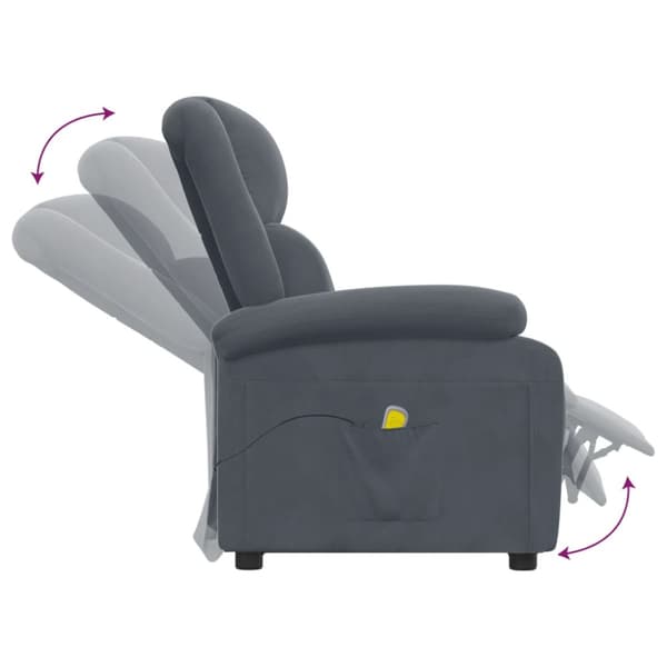 Massagefåtölj mörkgrå sammet