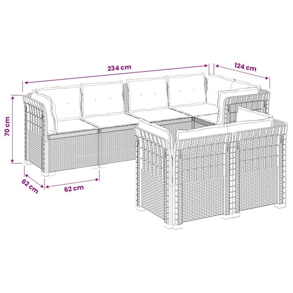 7-sits Soffa med Kuddar Rattanlook PP Antracit