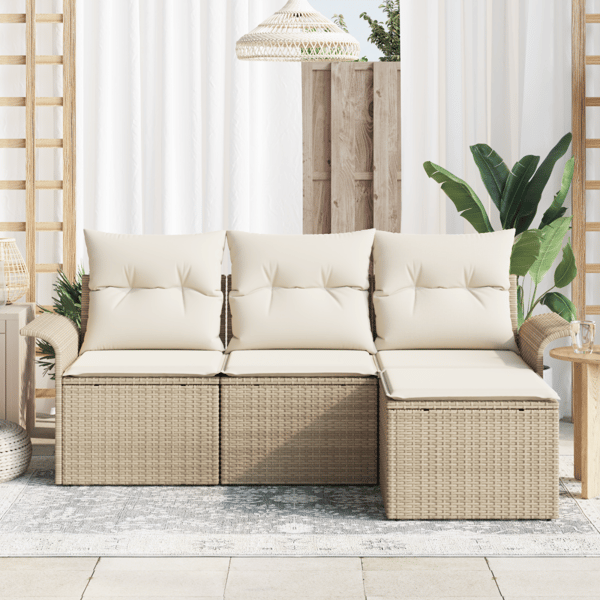 Trädgårdsoffset 4 st Beige konstrotting