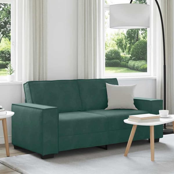 Soffa 2-sits mörkgrön 180x78x84 cm sammet