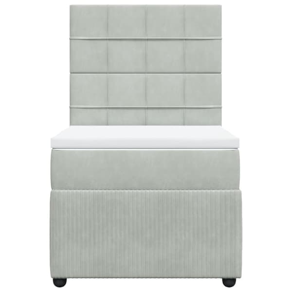 Ramsäng med madrass ljusgrå 90x190 cm sammet