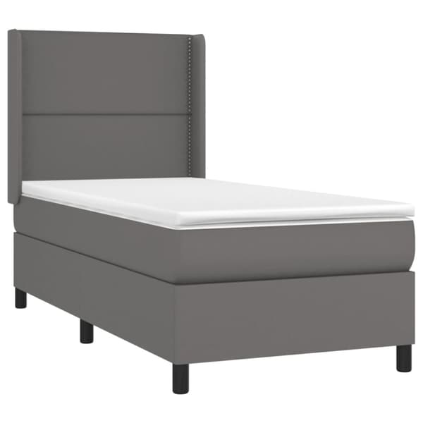 Ramsäng med madrass grå 100x200 cm konstläder