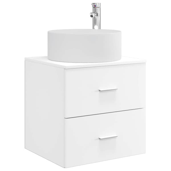 Badrumsmöbelset 4 pcs Vit Konstruerat trä och glas